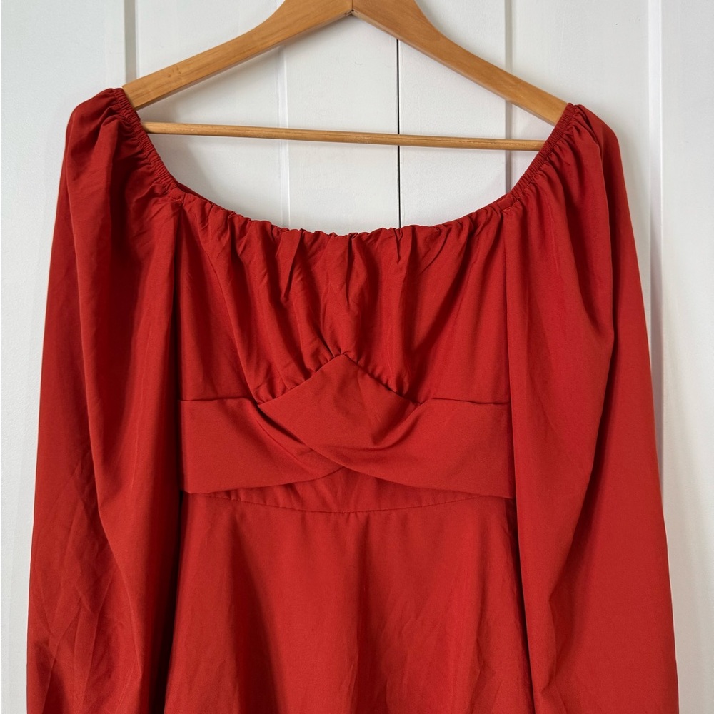 Rustic Orange Romper, Bubble Sleeves, S - Picture 4 of 6
